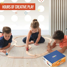 Load image into Gallery viewer, JoyLand Wooden Train Track - 2 Toy Trains, 52 Track Pieces
