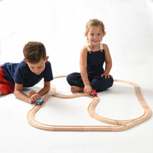 Load image into Gallery viewer, JoyLand Wooden Train Track - 2 Toy Trains, 52 Track Pieces
