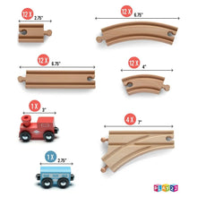 Load image into Gallery viewer, JoyLand Wooden Train Track - 2 Toy Trains, 52 Track Pieces
