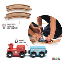 Load image into Gallery viewer, JoyLand Wooden Train Track - 2 Toy Trains, 52 Track Pieces
